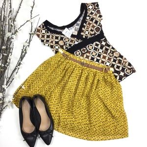 Yellow Mustard Lined Flare Belted Skirt